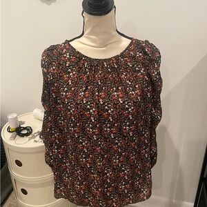 Max Studio Black and Red Floral Blouse